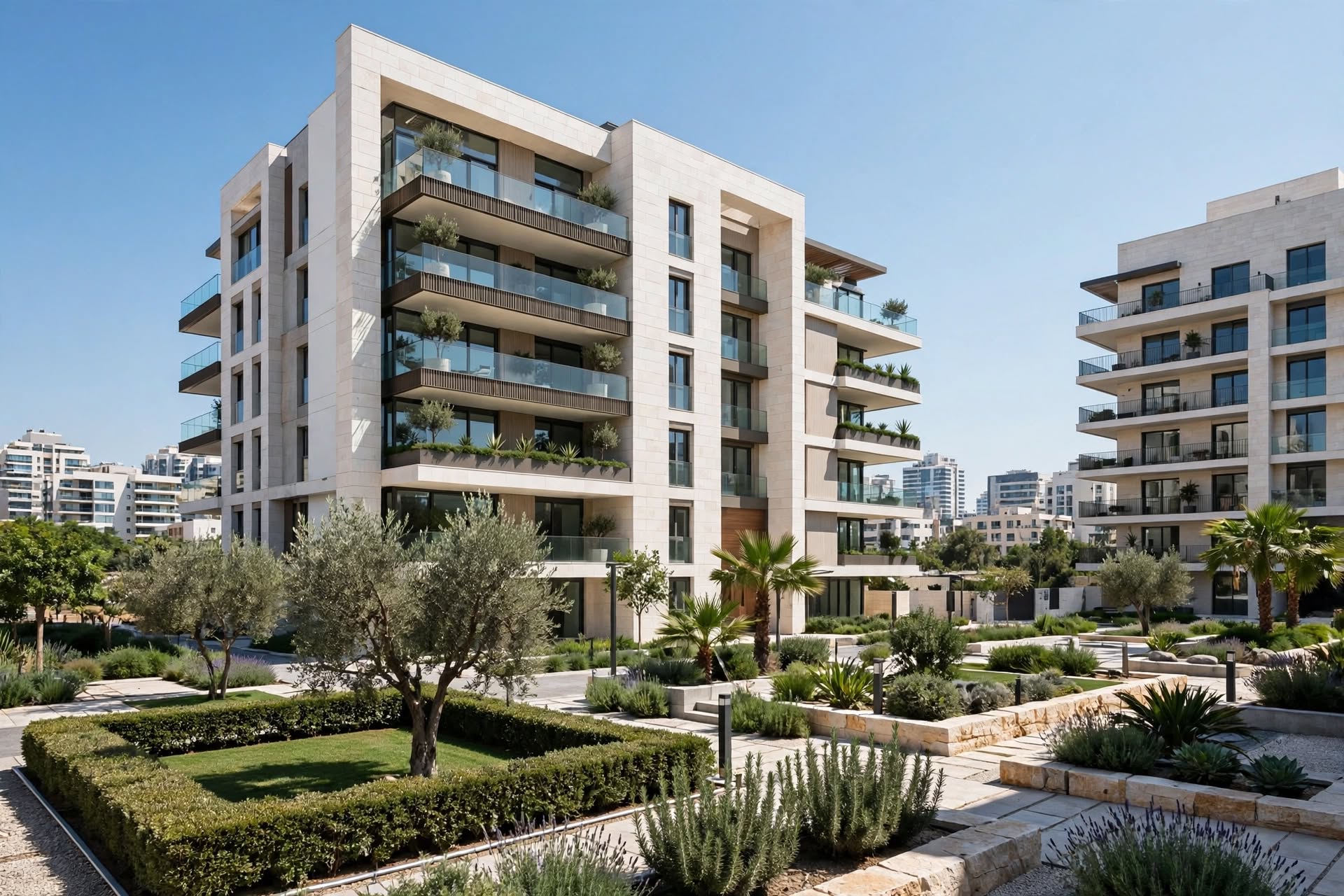 בנייני מגורים מודרניים מטופחים בישראל