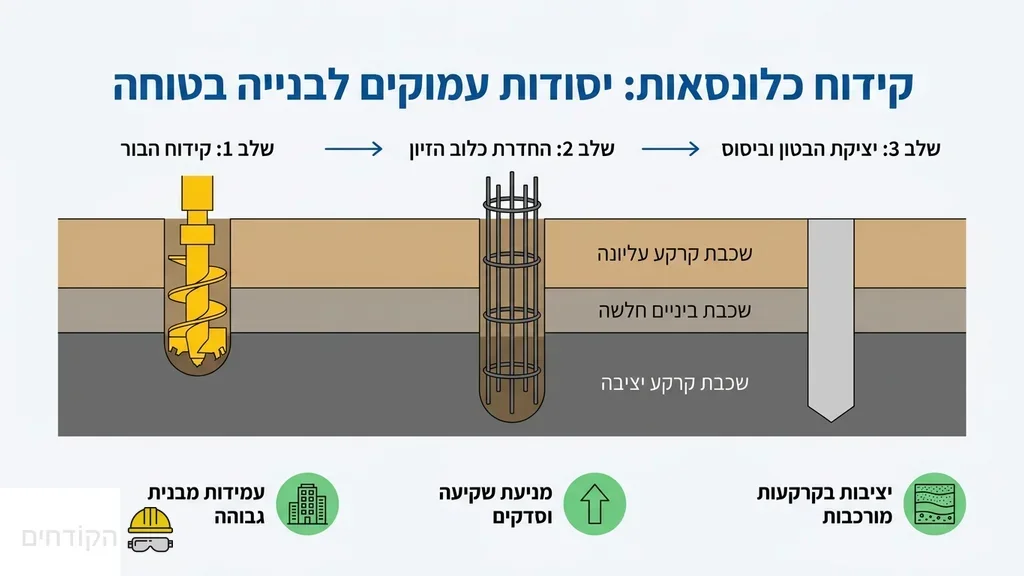 נוצר על ידי מודל בינה מלאכותית Gemini Pro מכונת קידוח כלונסאות מקצועית של חברת הקודחים פועלת באתר בנייה
