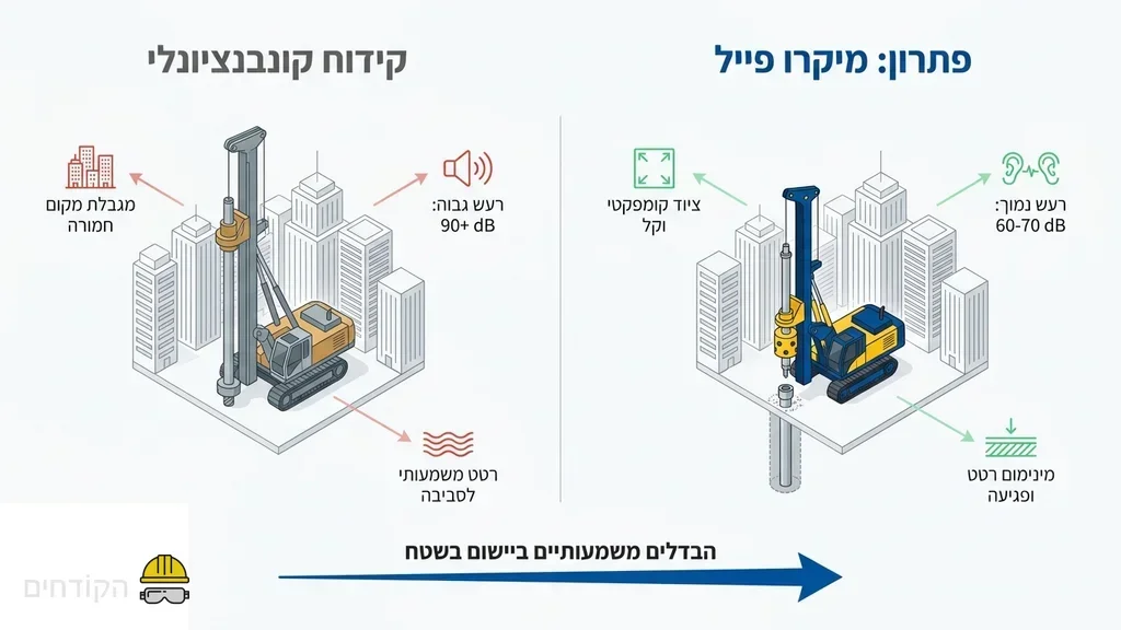 נוצר על ידי מודל בינה מלאכותית Gemini Pro ביצוע עבודות ביסוס וקידוח באמצעות ציוד מתקדם המותאם לסוגי קרקע שונים