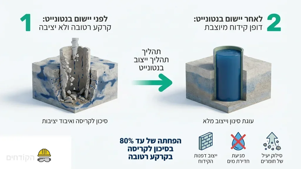 נוצר על ידי מודל בינה מלאכותית Gemini Pro קידוח בנטונייט בסביבת מי תהום