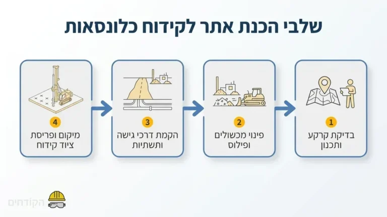 הכנת האתר לקראת קידוחי כלונסאות