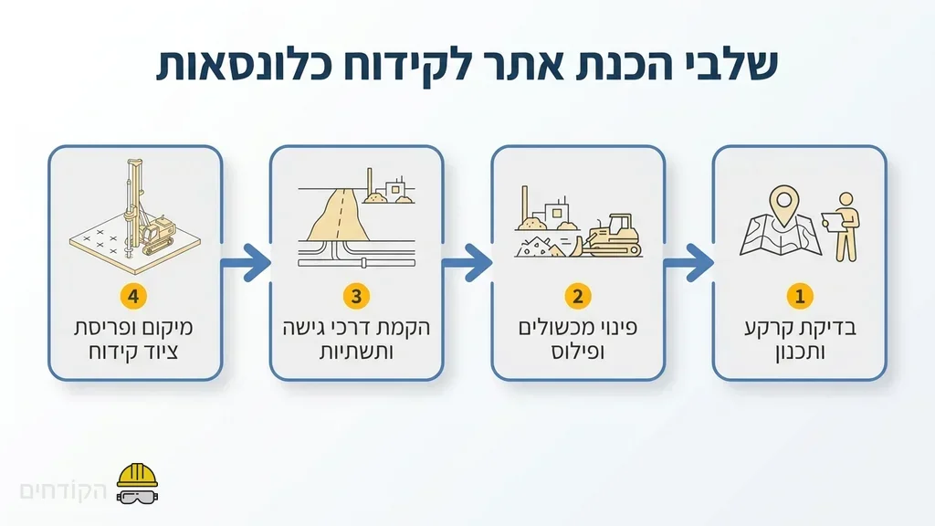 הכנת האתר לקראת קידוחי כלונסאות
