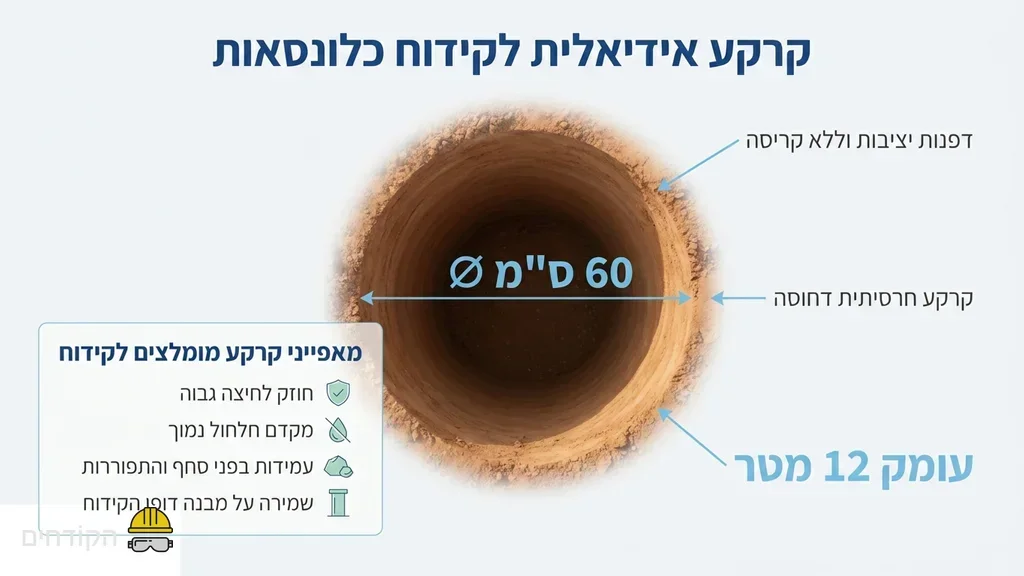 בור קידוח יציב בקרקע חרסיתית