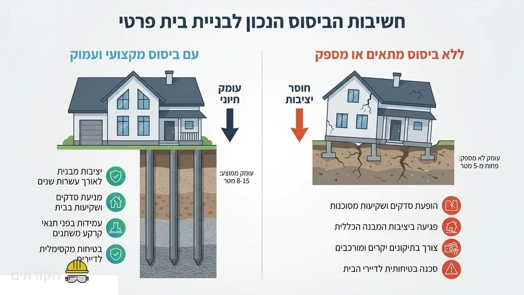 צילום של מכונת קידוח מקצועית פועלת באתר בנייה של בית פרטי להמחשת חשיבות הביסוס מכונת קידוח מבצעת כלונסאות לבית פרטי באתר בנייה