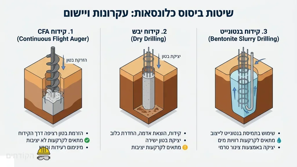 השוואת שיטות ביסוס באתר בנייה מורכב