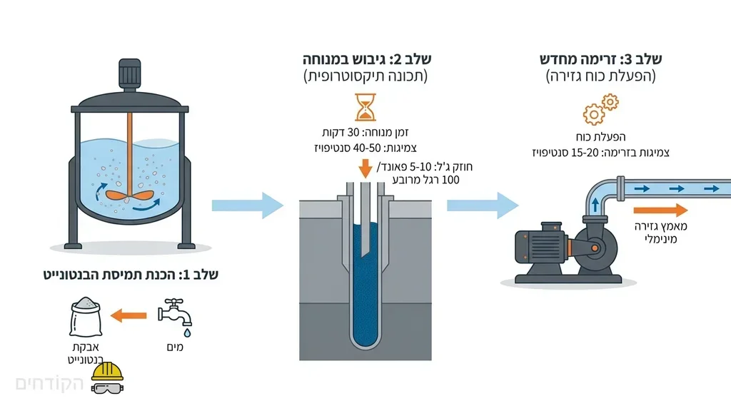 מערבל בנטונייט מכין תמיסה לקידוח באתר בנייה
