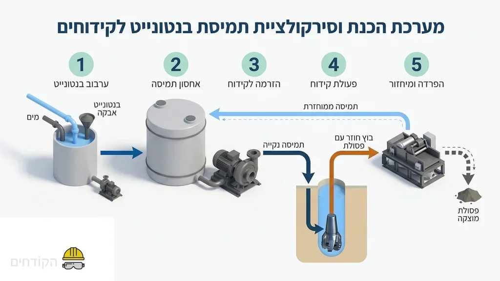 מערך ערבוב ומשאבות בנטונייט באתר בנייה