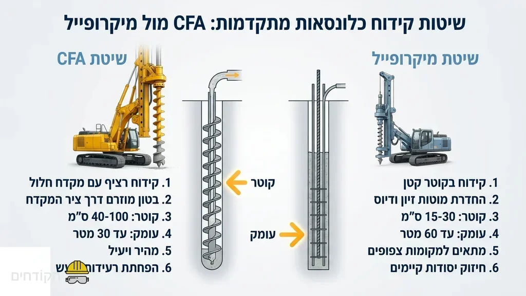 מכונת קידוח CFA באתר בנייה