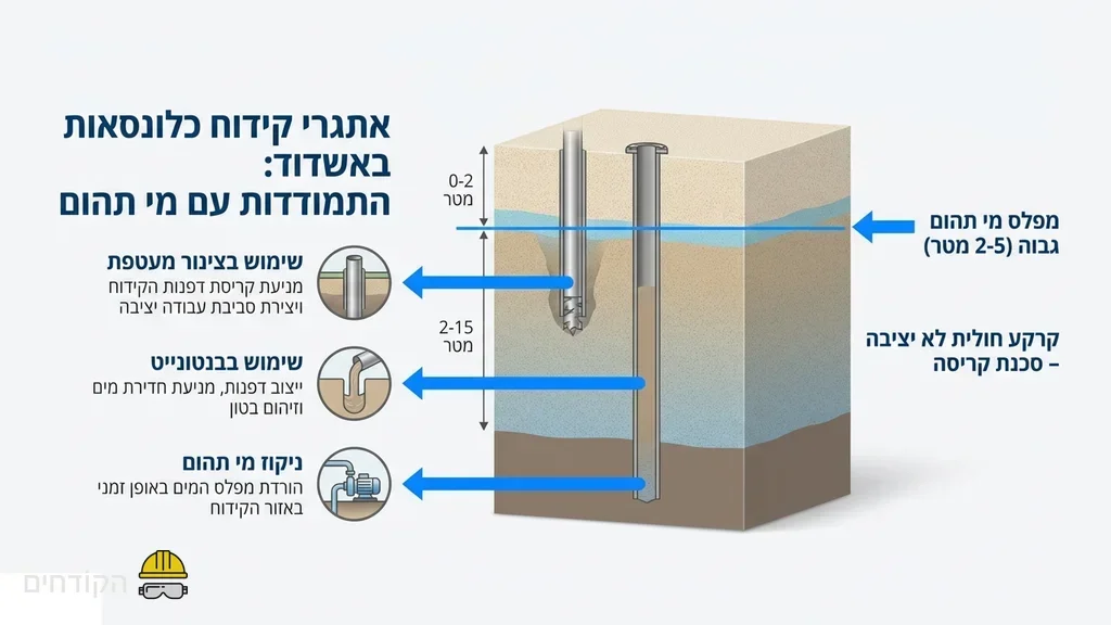 מכונת קידוח כלונסאות באשדוד באתר חולי