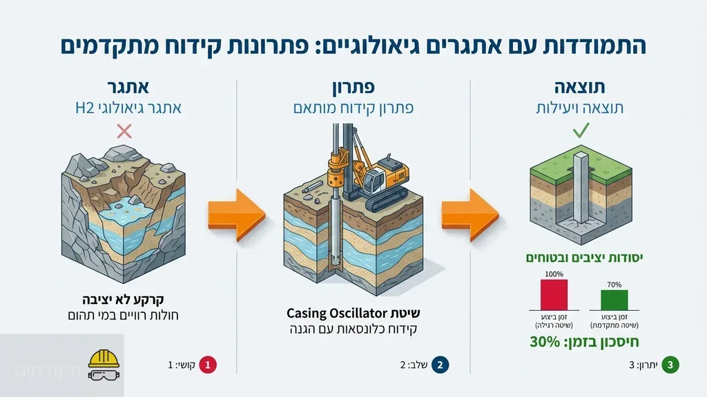 מכונת קידוח באתר בנייה באזור השרון
