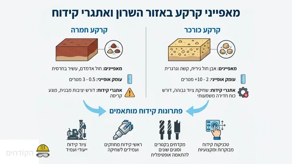מכונת קידוח באתר בנייה באזור השרון