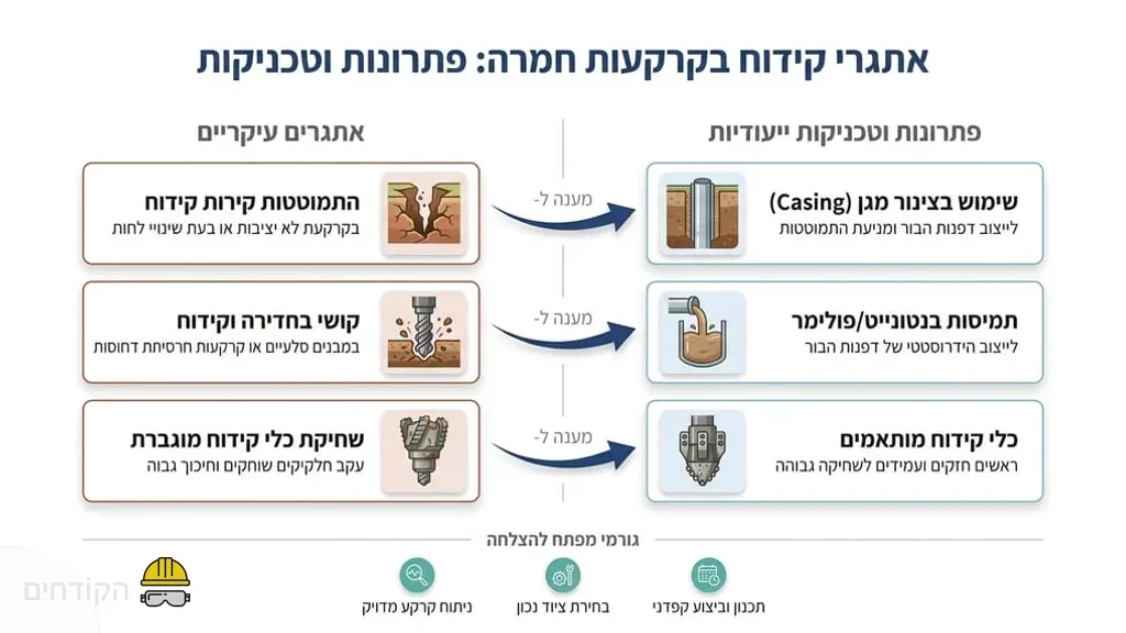מקדח פועל באדמת חמרה אדומה באתר בנייה באזור השרון